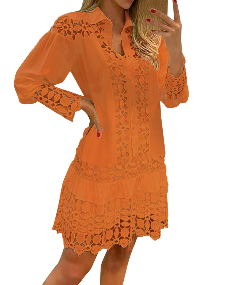 Laura Abito Longue Donna – Abito Maxi Scollo a V Balze Pizzo Jacquard Tasche & Short Intégré