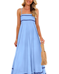 Susana Abito Maxi Donna – Bretella Fines Scollo Quadrato, Linea a Trapezio Fluida & Balze con Tasche Estate