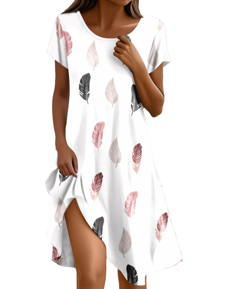 Sera Abito Donna – Abito Bohémien Maxi Fluida Girocollo Balze Linea a Trapezio Elegante Estate