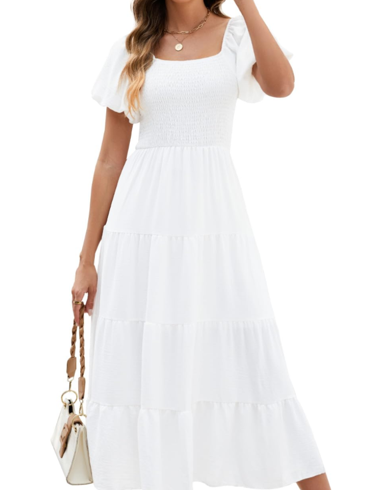 Stacey Abito Longue Donna – Abito Portefeuille Scollo a V, Manches Amples & Tasche Estate