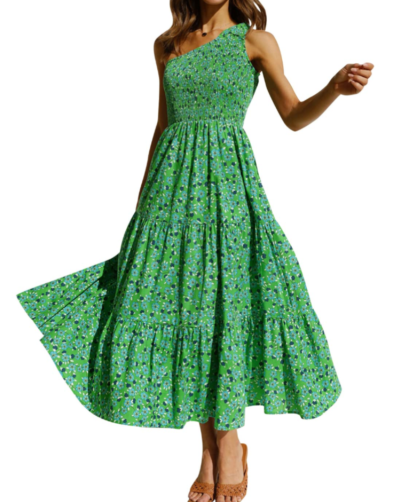 ZsaZsa Abito Maxi Bohémien Donna – Abito Une Épaule Balze, Linea a Trapezio & Elegante Estate
