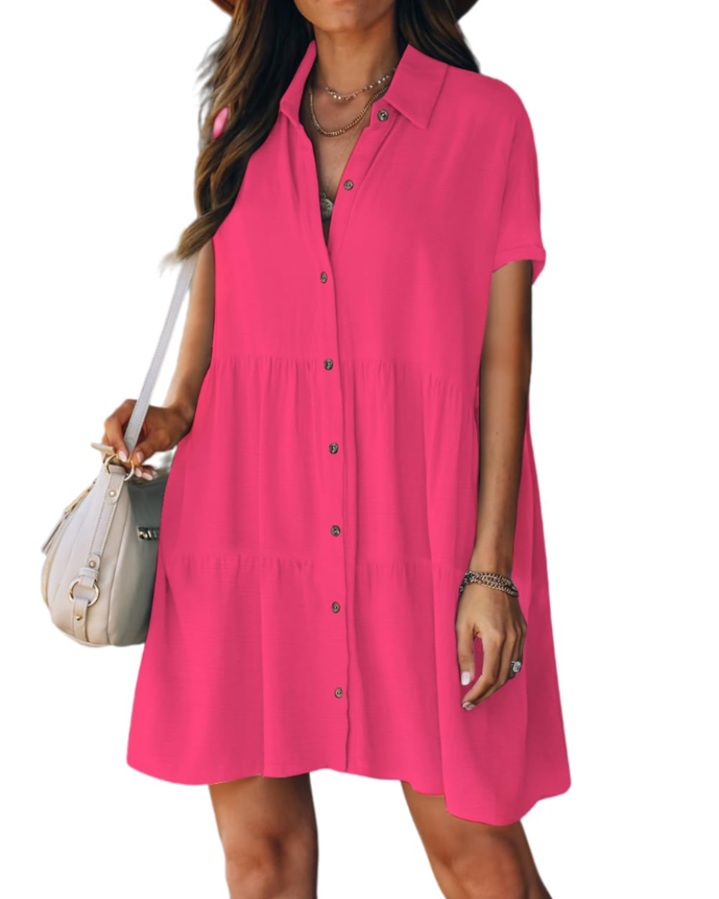 Noémie Abito Plage Donna – Camicia Boutonnée Col Revers, Linea Fluida & Estate Chic