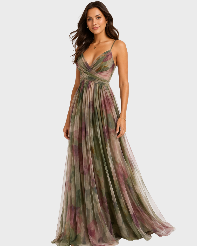 Jerline Abito Longue Donna – Stampa Floral, Bretella Fines & Linea Fluida Elegante
