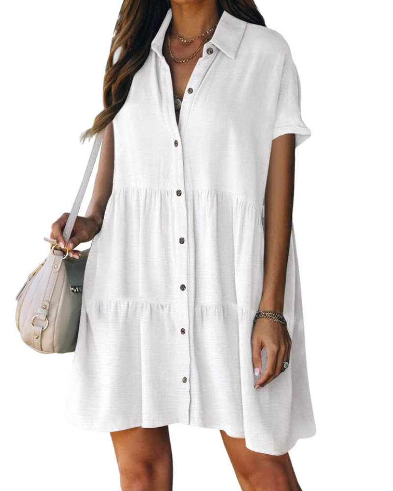 Noémie Abito Plage Donna – Camicia Boutonnée Col Revers, Linea Fluida & Estate Chic
