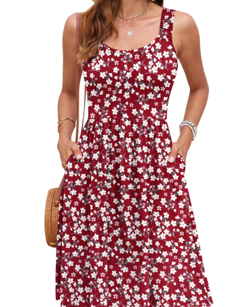 Susana Abito Estate Donna – Abito Senza Maniche Taille Cintrée, Scollo Quadrato & Linea a Trapezio