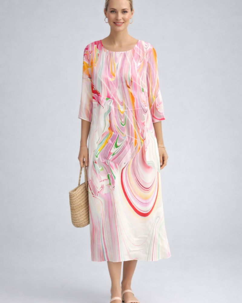 Paloma Abito Donna Elegante – Abito a Fiori in Cotone, Linea Flatteuse & Style Intemporel