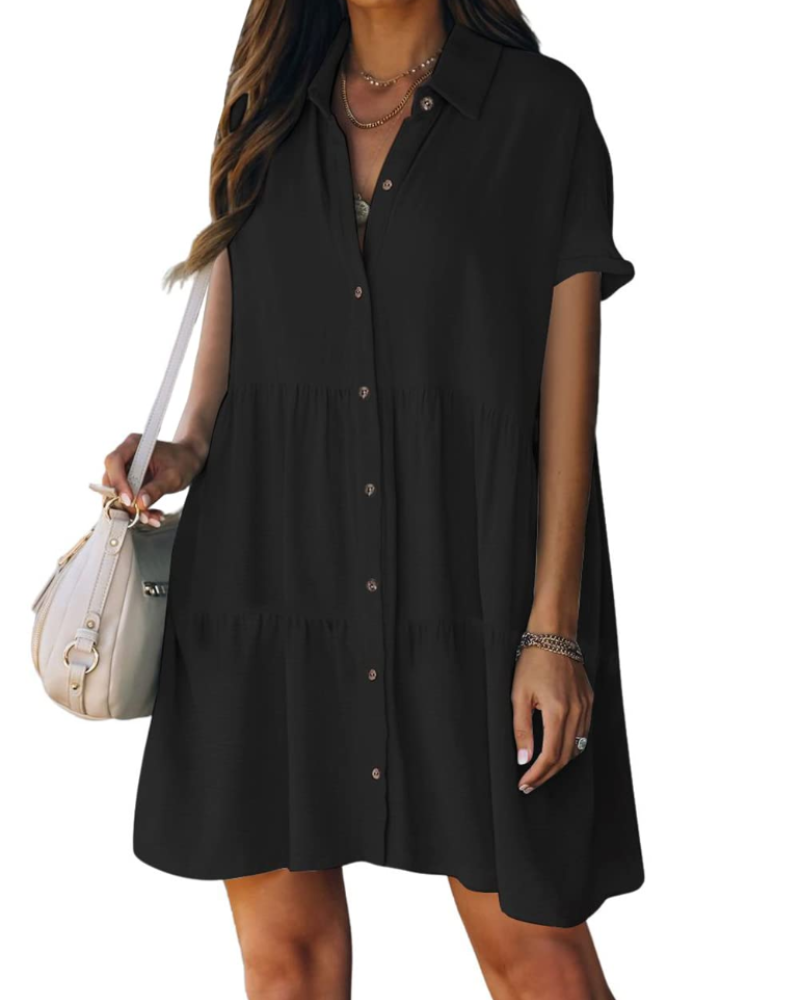 Noémie Abito Plage Donna – Camicia Boutonnée Col Revers, Linea Fluida & Estate Chic