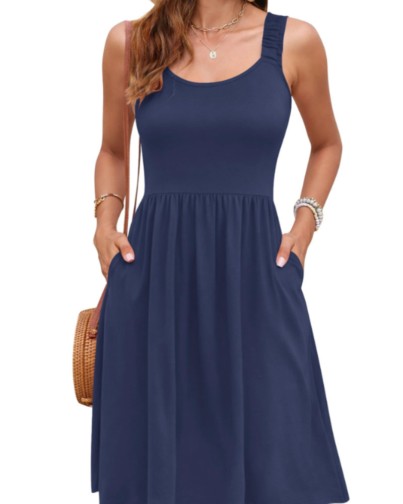Susana Abito Estate Donna – Abito Senza Maniche Taille Cintrée, Scollo Quadrato & Linea a Trapezio