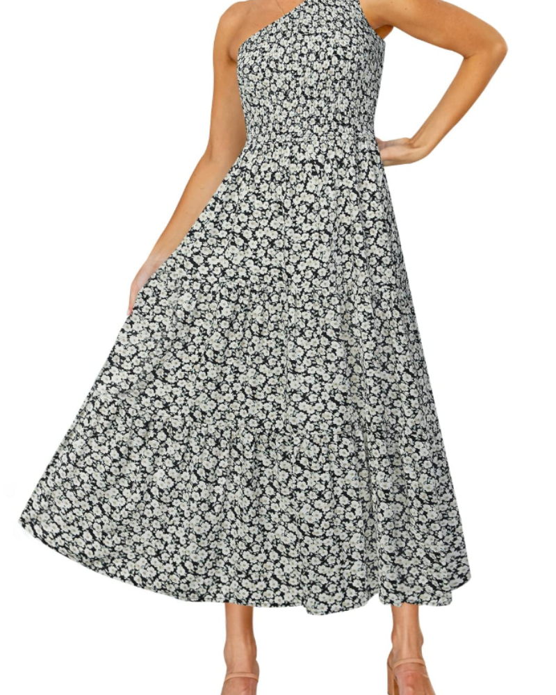 ZsaZsa Abito Maxi Bohémien Donna – Abito Une Épaule Balze, Linea a Trapezio & Elegante Estate