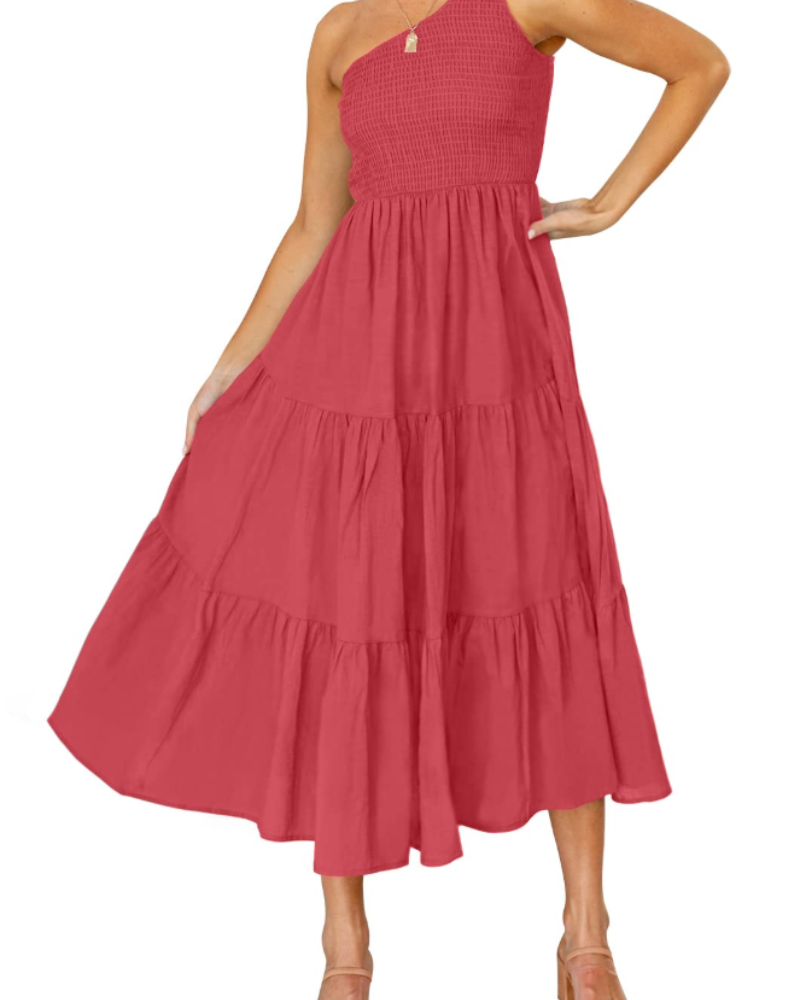 ZsaZsa Abito Maxi Bohémien Donna – Abito Une Épaule Balze, Linea a Trapezio & Elegante Estate
