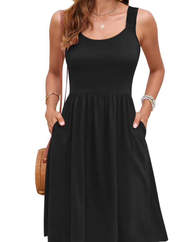 Susana Abito Estate Donna – Abito Senza Maniche Taille Cintrée, Scollo Quadrato & Linea a Trapezio