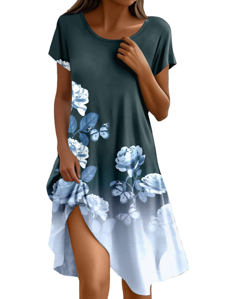 Sera Abito Donna – Abito Bohémien Maxi Fluida Girocollo Balze Linea a Trapezio Elegante Estate