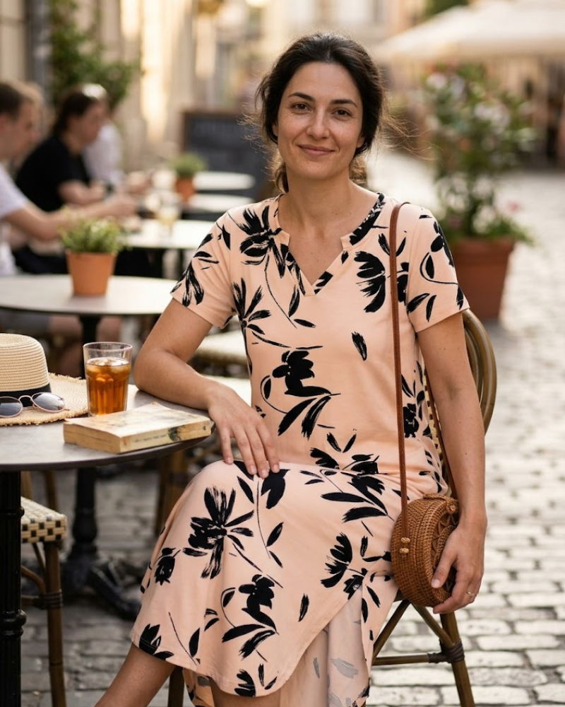 Laura Abito Maxi Donna Estate – Abito Longue Scollo a V con Fente, Maniche Corte & Tasche Confortevoli