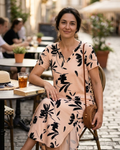 Laura Abito Maxi Donna Estate – Abito Longue Scollo a V con Fente, Maniche Corte & Tasche Confortevoli