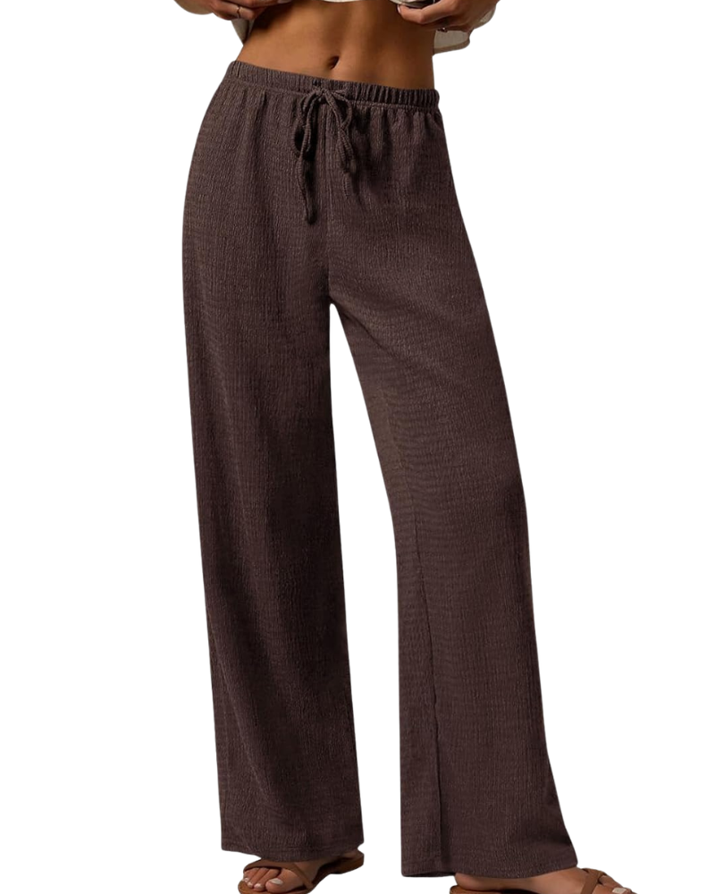 Mina Pantalone Donna – Palazzo Large Vita Alta Texturé & Tasche