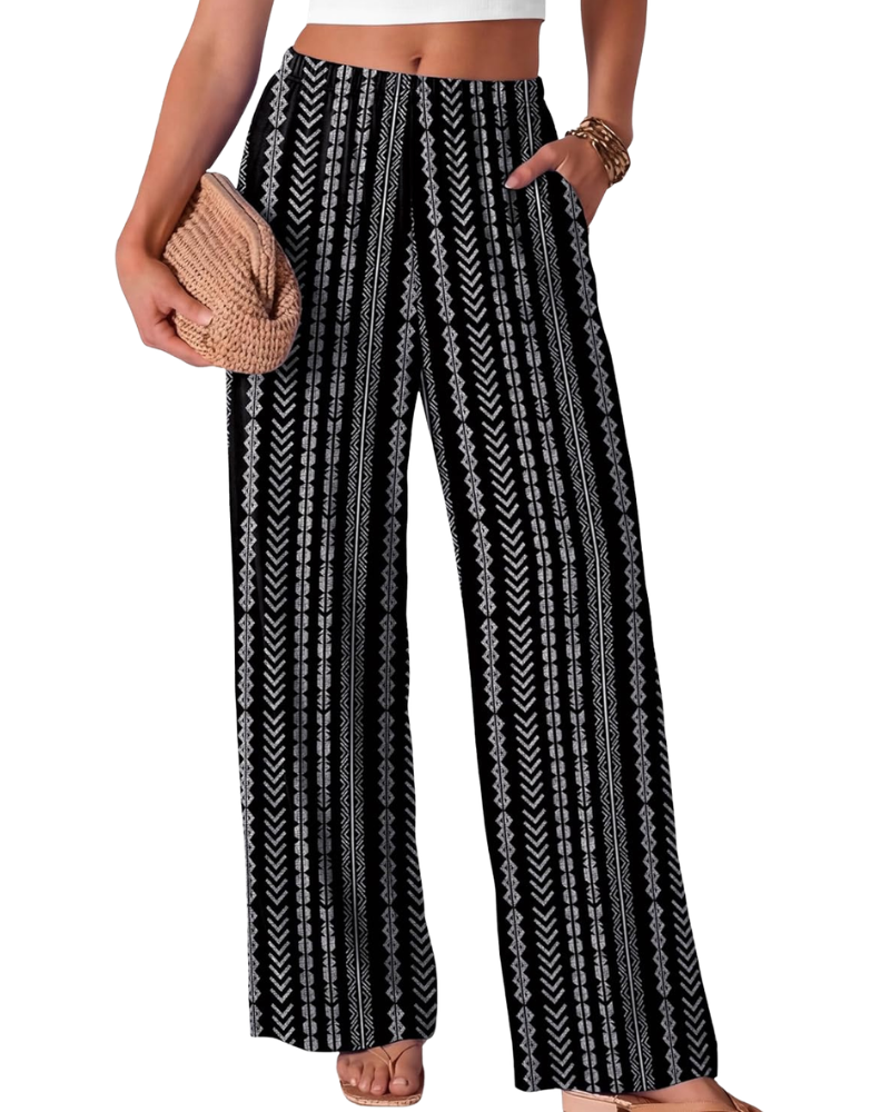 Rona Pantalone Donna – Palazzo Large Fluida Vita Elastica & Tasche