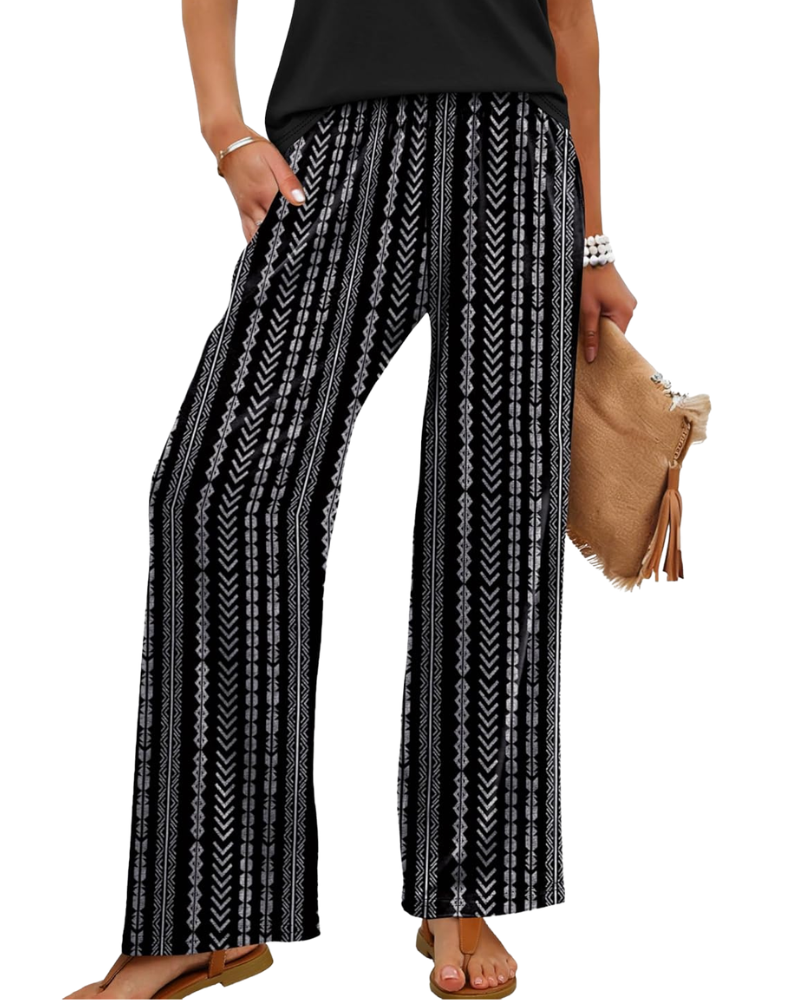 Rona Pantalone Donna – Palazzo Large Fluida Vita Elastica & Tasche