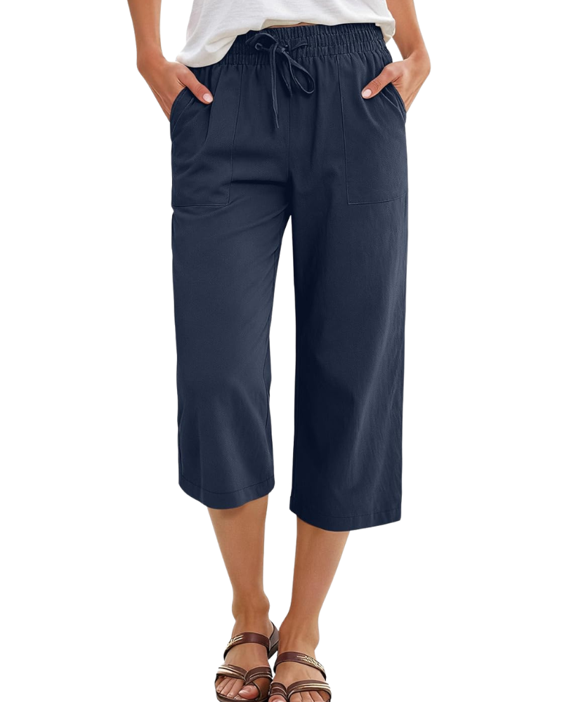 Kris Pantalone Donna – Capri Palazzo Vita Alta Cordon & Tasche Estate