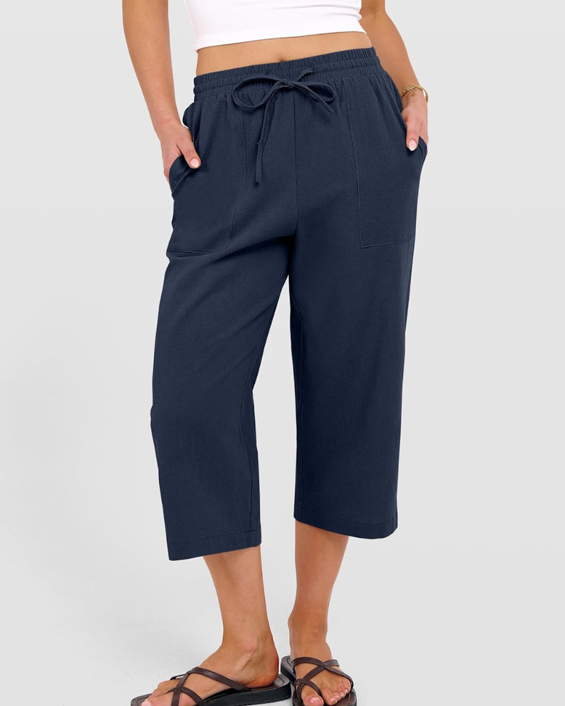 Kris Pantalone Donna – Capri Palazzo Vita Alta Cordon & Tasche Estate