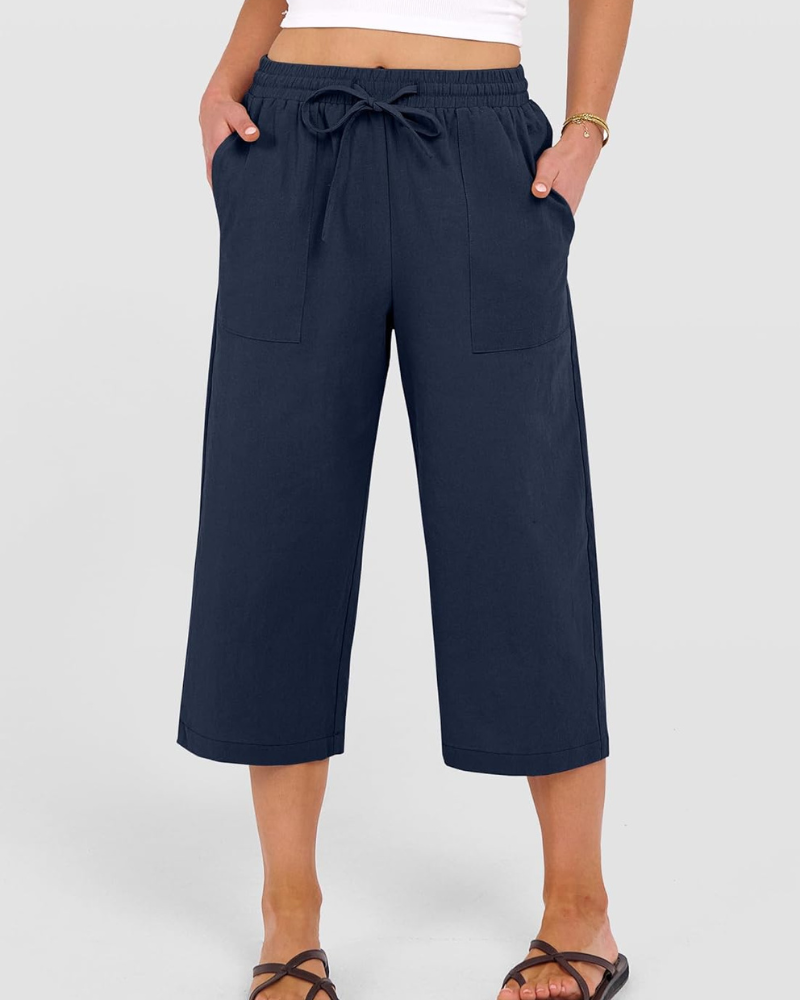 Kris Pantalone Donna – Capri Palazzo Vita Alta Cordon & Tasche Estate