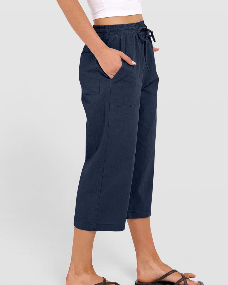 Kris Pantalone Donna – Capri Palazzo Vita Alta Cordon & Tasche Estate