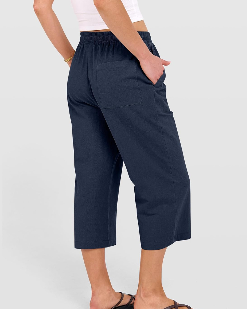 Kris Pantalone Donna – Capri Palazzo Vita Alta Cordon & Tasche Estate