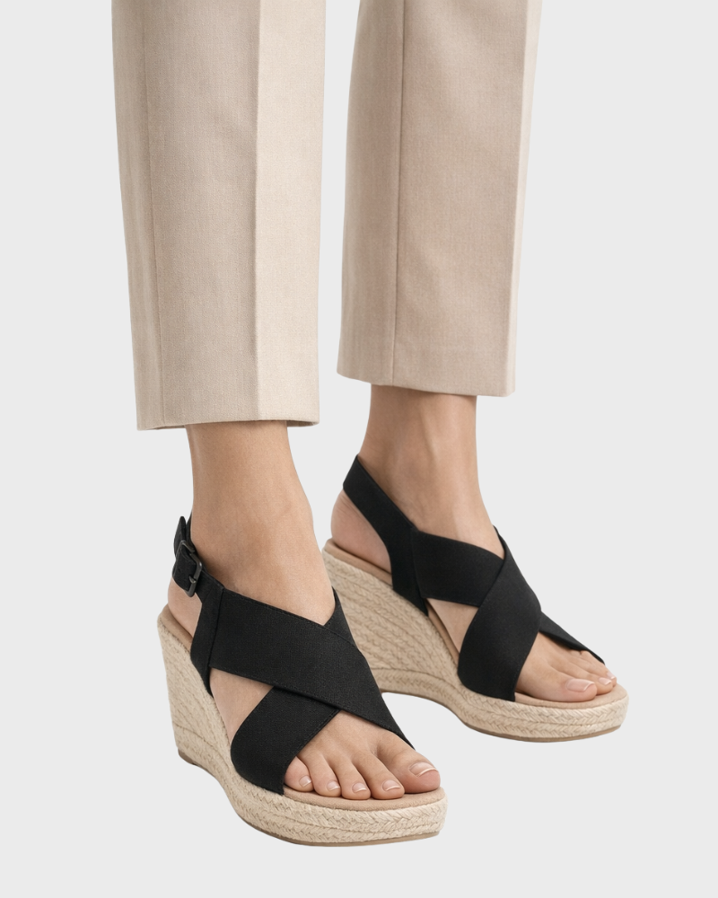 Neri Espadrilles Compensées Donna – Comfort Ammortizzato & Talon Stable Elegante
