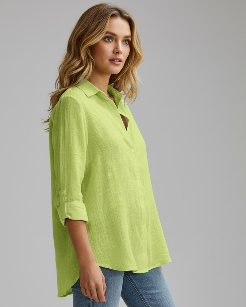Jecca Blusa Donna Boutonnée – Camicetta Elegante Maniche Lunghe, Linea Ajustée & Chic