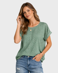 Irenea T-shirt Donna – Vestibilità Ampia, Girocollo & Détail Ajouré Elegante