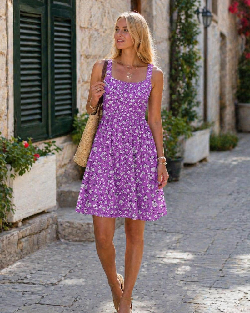 Susana Abito Estate Donna – Abito Senza Maniche Taille Cintrée, Scollo Quadrato & Linea a Trapezio