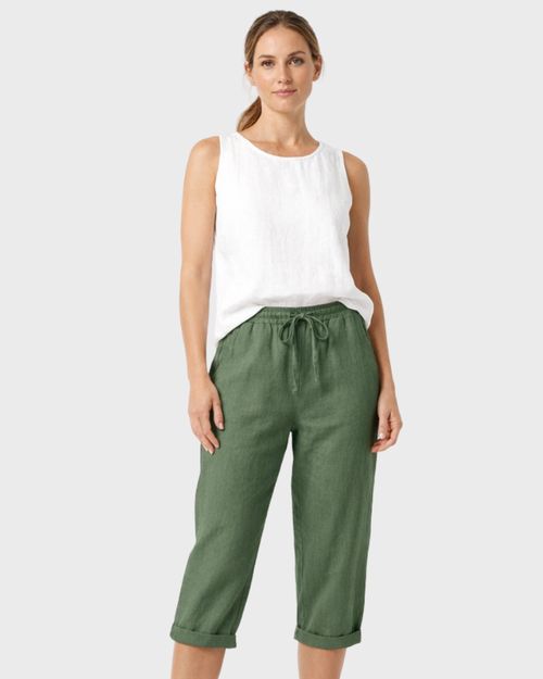 Helen Pantalone Capri Donna – Lin Leggero, Vita Elastica & Vestibilità Ampia Comfort