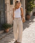 Zinnia Pantalone Donna Grande Taille – Palazzo Rayé, Vita Elastica, Comfort Estate