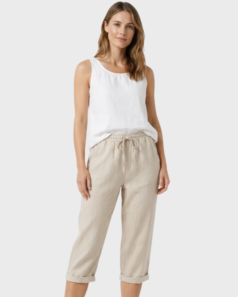 Helen Pantalone Capri Donna – Lin Leggero, Vita Elastica & Vestibilità Ampia Comfort