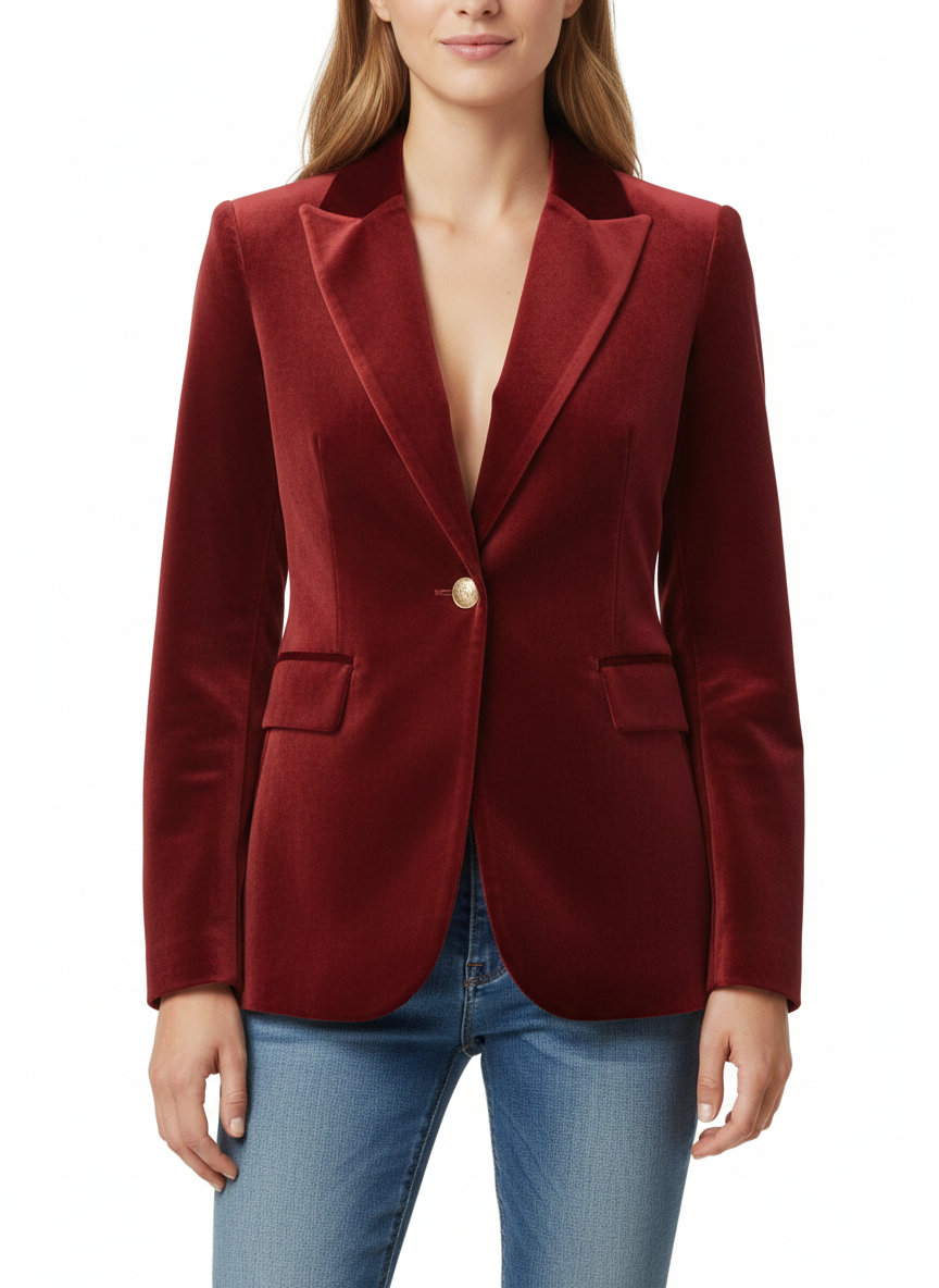 Haydee Blazer Velluto Donna – Giacca Chic Vert con Boutons Dorés & Linea Elegante