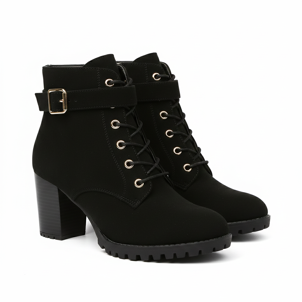 Luciana Bottines Donna Style Martin a Boucle Métallique – Talon Épais Confortevole & Style Moderne
