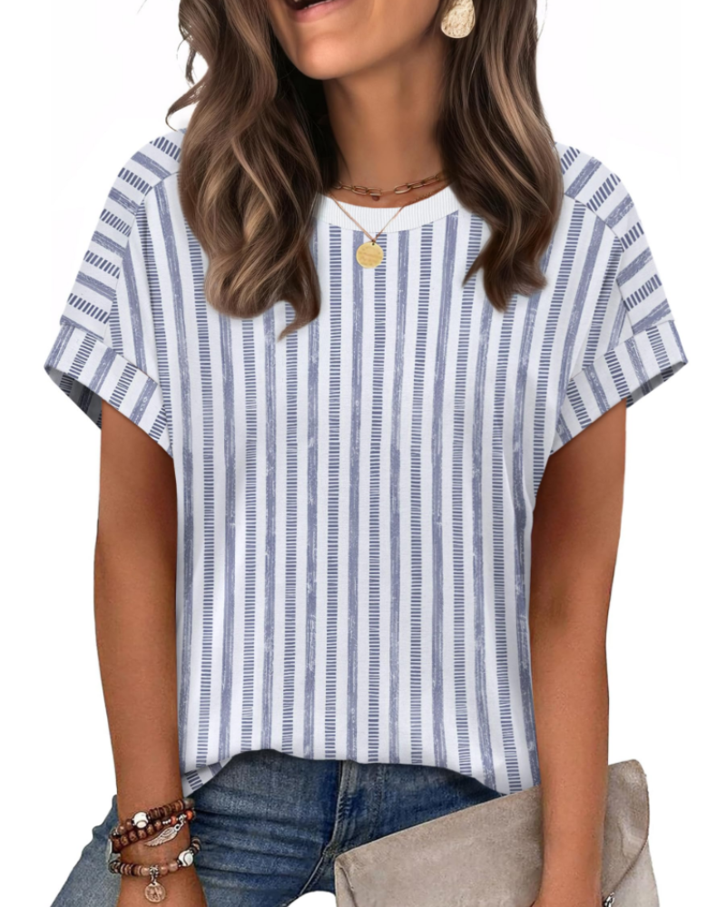 Zaria Top Donna – T-shirt Girocollo Casual Chic, Vestibilità Morbida & Maniche Corte Estate