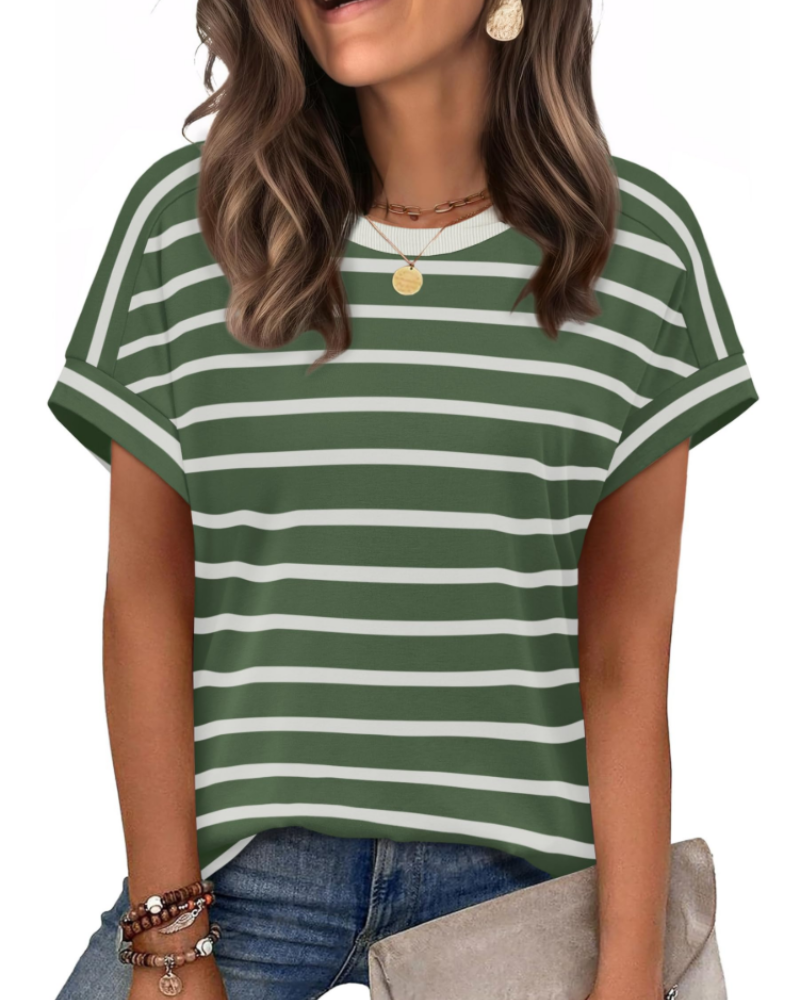 Zaria Top Donna – T-shirt Girocollo Casual Chic, Vestibilità Morbida & Maniche Corte Estate