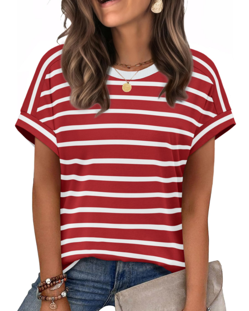 Zaria Top Donna – T-shirt Girocollo Casual Chic, Vestibilità Morbida & Maniche Corte Estate