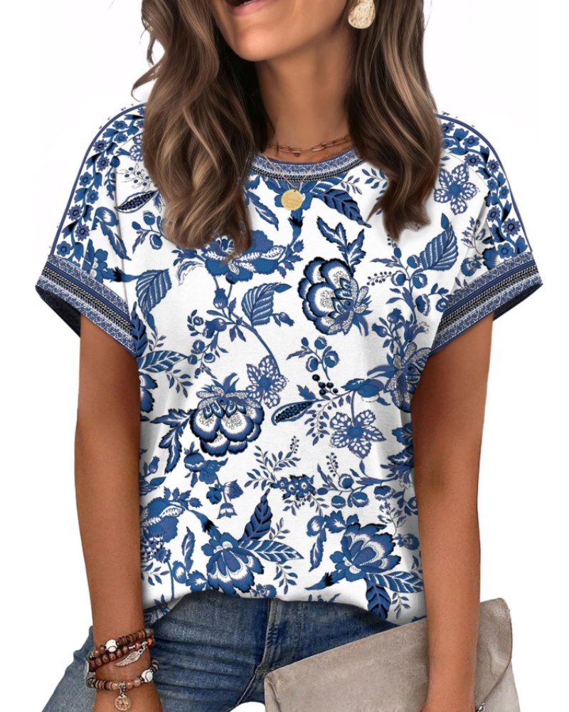 Zaria Top Donna – T-shirt Girocollo Casual Chic, Vestibilità Morbida & Maniche Corte Estate