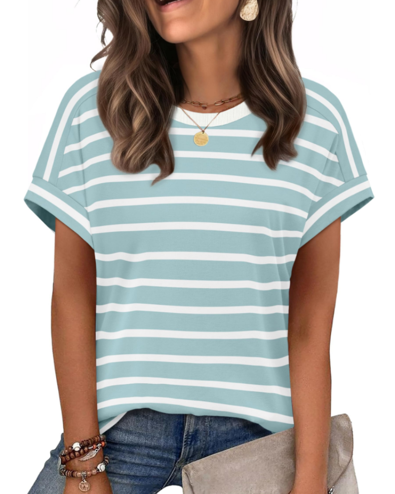 Zaria Top Donna – T-shirt Girocollo Casual Chic, Vestibilità Morbida & Maniche Corte Estate