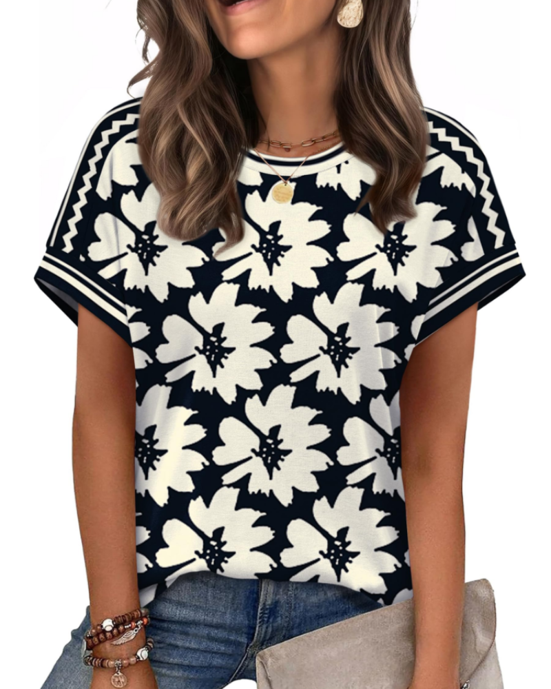 Zaria Top Donna – T-shirt Girocollo Casual Chic, Vestibilità Morbida & Maniche Corte Estate