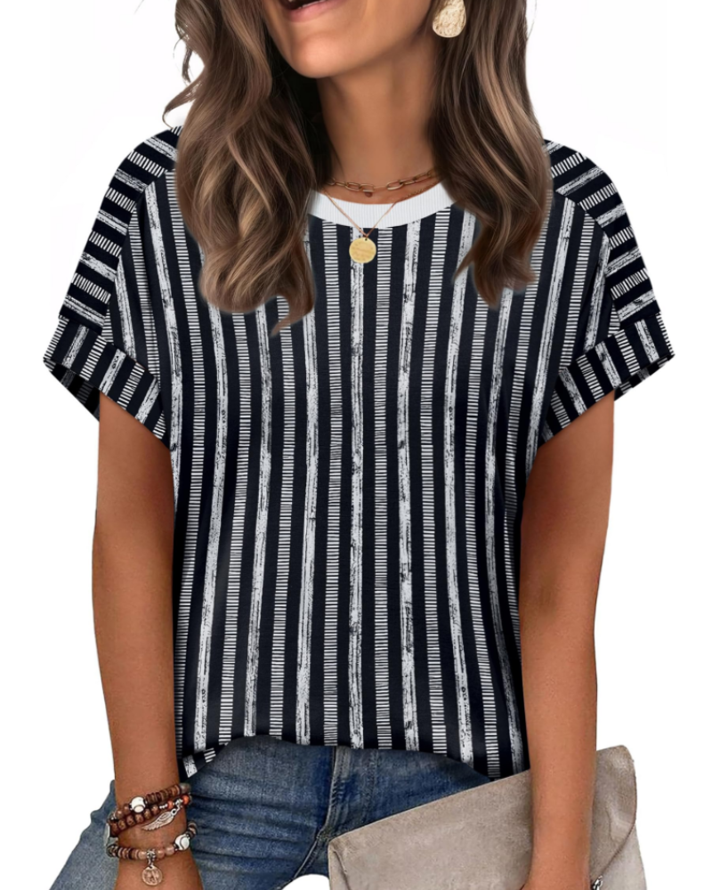 Zaria Top Donna – T-shirt Girocollo Casual Chic, Vestibilità Morbida & Maniche Corte Estate