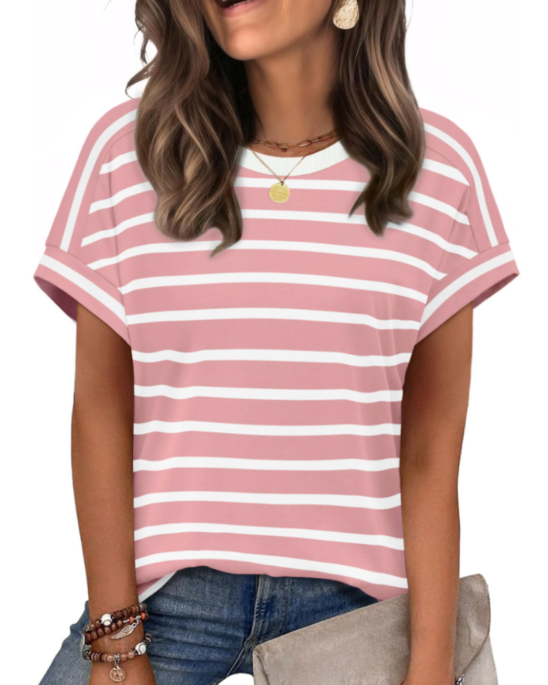 Zaria Top Donna – T-shirt Girocollo Casual Chic, Vestibilità Morbida & Maniche Corte Estate