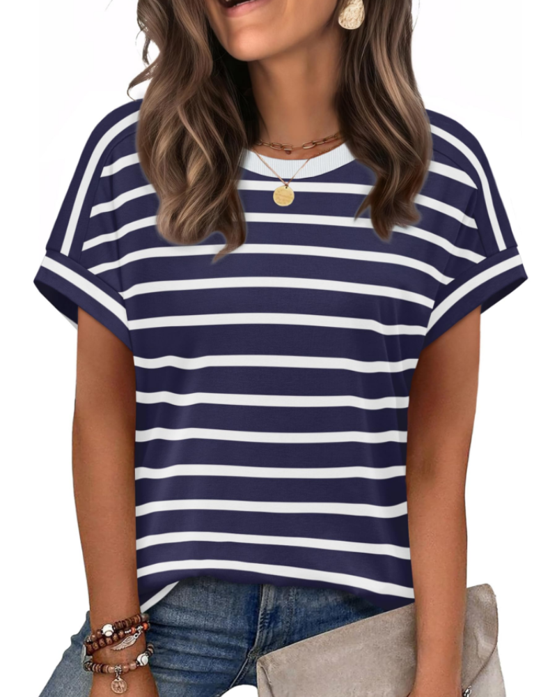 Zaria Top Donna – T-shirt Girocollo Casual Chic, Vestibilità Morbida & Maniche Corte Estate