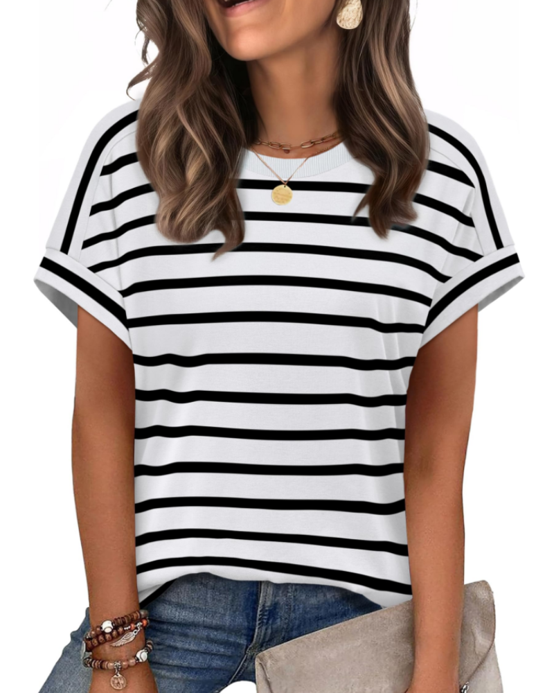 Zaria Top Donna – T-shirt Girocollo Casual Chic, Vestibilità Morbida & Maniche Corte Estate