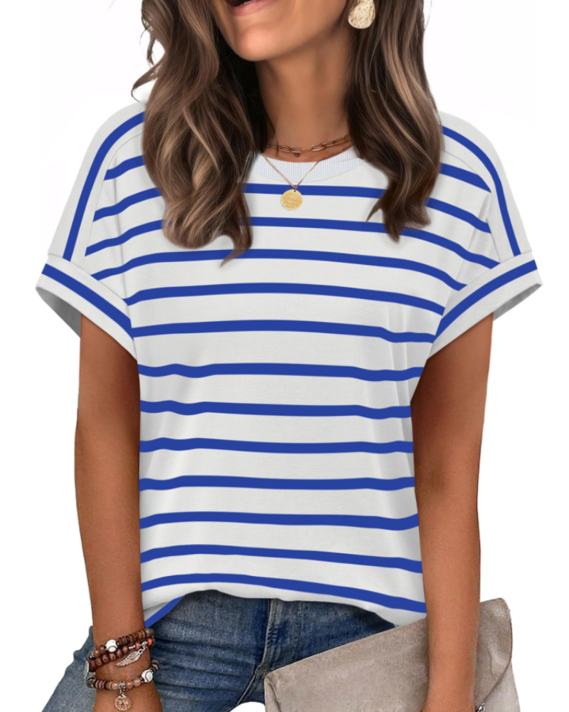 Zaria Top Donna – T-shirt Girocollo Casual Chic, Vestibilità Morbida & Maniche Corte Estate