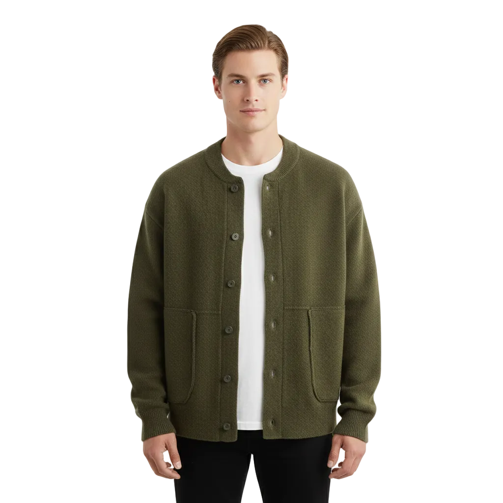 Zayden Cardigan Uomo in Lana a Boutons – Cardigan Elegante in Mélange Lana