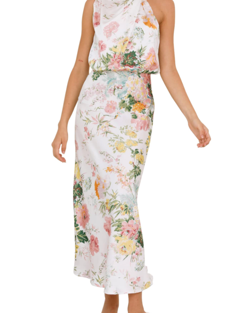Zena Abito Donna – Abito Maxi Satinée Col Montant, Linea Fluida Elegante Soirée