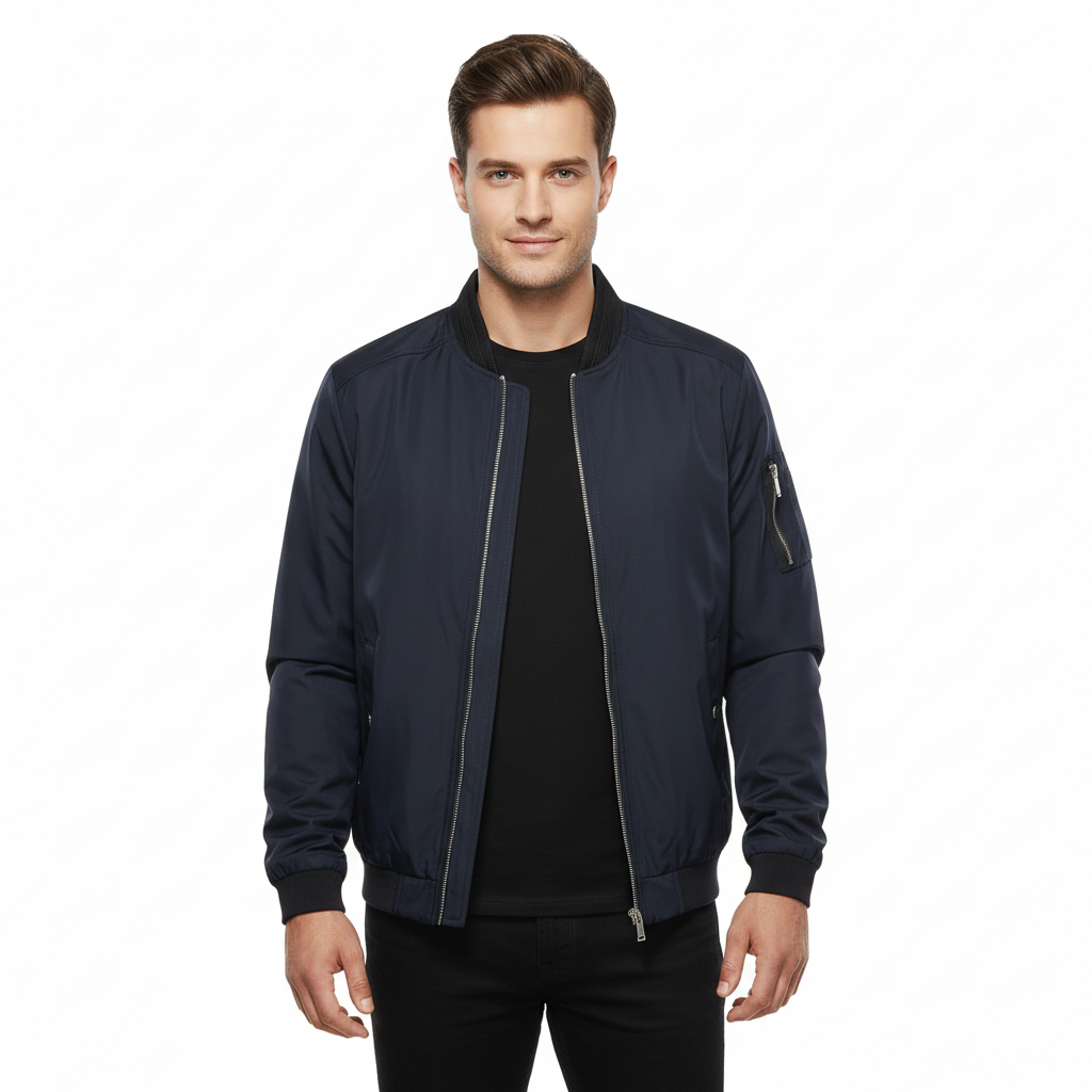 Zenio Bomber Uomo Essensio – Giacca Leggera Déperlante con Zip & Finitions Côtelées