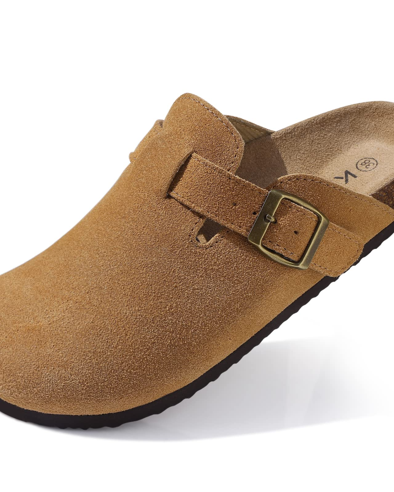 Zona Sabots Donna – Mules in Daim Véritable con Semelle Liège & Supporto Plantare